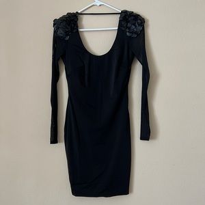 Bebe Black Dress with Shoulder Detail